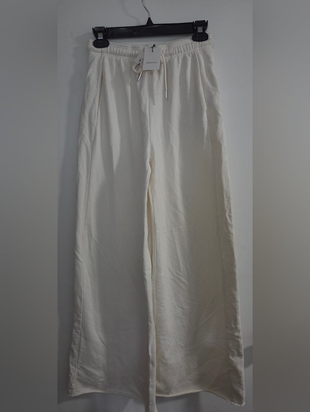 Zara Wide Leg Plush Pants with Pockets Small Ecru New with Tags Minimalist